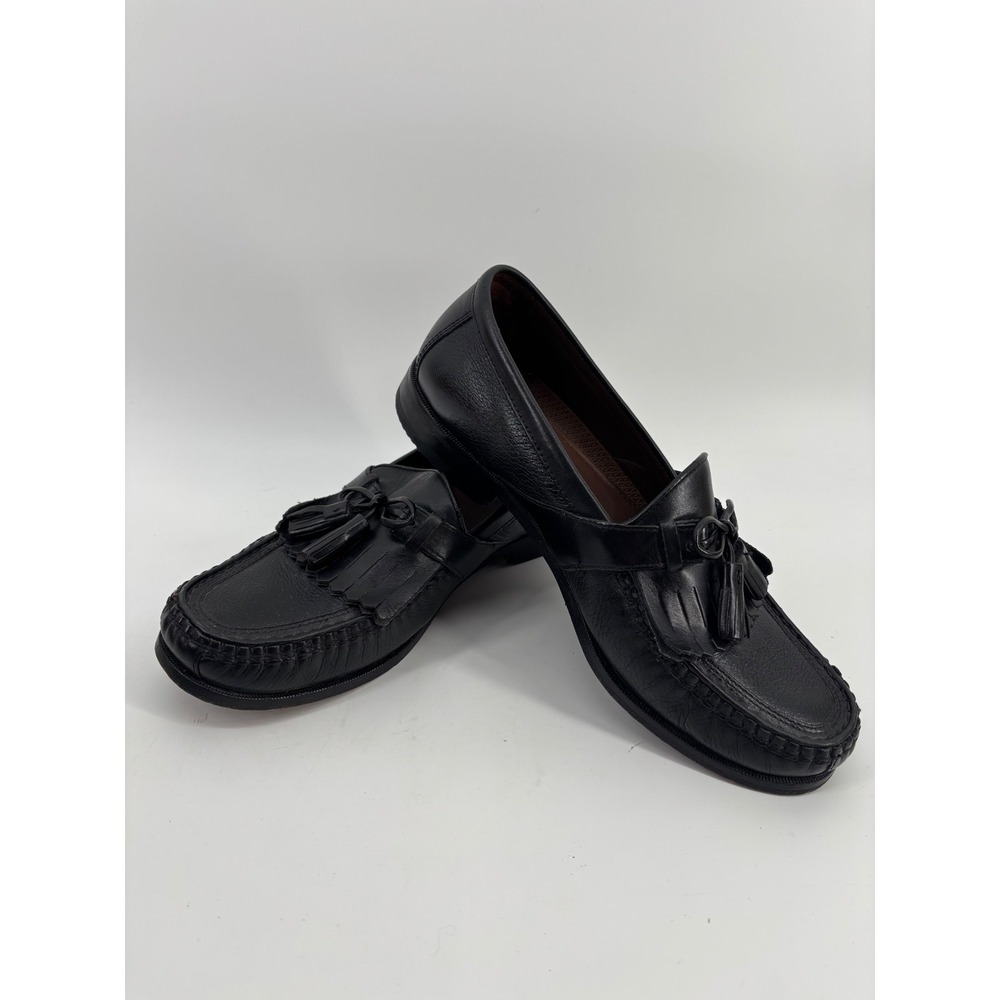 Johnston & Murphy Tassel Loafers Mens 9M Black Leather Kiltie Slip On Shoes